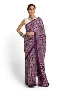 RATAN Women's Cotton Ready To Wear 1 Minute Pre Draped saree With Unstitched Blouse Piece and Pocket (Stitched Pleated Saree_Free Size)