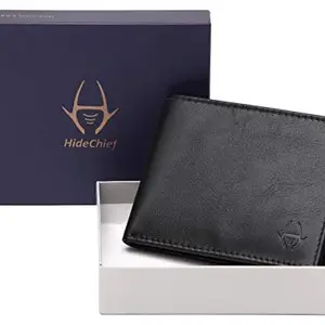 HideChief Premium Black RFID Protected Genuine Leather Wallet for Men (HCRW310_B)
