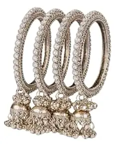 Swara Creations Traditional Metal Latkan Bangles Set for Women and Girls|Set of 4 Bangles