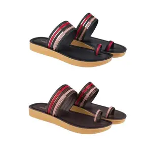 ZENWEAR Extra Soft Classic Casual wear with Flexibility Technology Sandal Combo for Women's/Girl's(6144+6143)(6) Multicolor