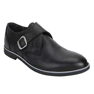 SeeandWear Monk Shoes for Men. Single Strap Black Genuine Leather Formal Shoe (8)