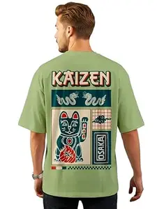 ENCIGER Men Printed Oversized T-Shirt Cotton Drop Shoulder Loose Fit Graphic Casual Wear Streetwear Tee