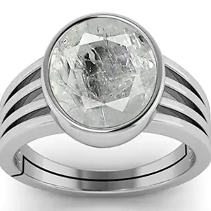 LMDLACHAMA 3.00 Ratti / 2.25 Carat Natural White Sapphire GemStone Silver Plated Ring For Men And Women's