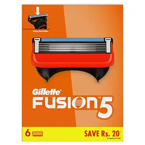 Gillette Fusion Manual Blades for men - 6 count Super Value Pack for Perfect Shave and Perfect Beard Shape with styling back blade| Blades for shaving