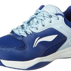 Li-Ning Ultra Speed Non-Marking Badminton Shoe|Indoor Sports|Stability Heel, Prototypical Sole, Lightweight Shoe (Navy Blue/Light Blue,UK 1)