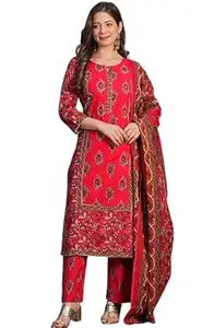 Amayra Women's Pure Cotton Printed Straight Kurta Set with Palazzo pants & dupatta|Ethnic wear|Kurti Suit Set for Women