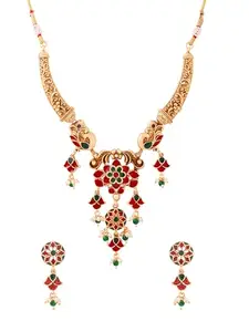 Yellow Chimes Jewellery Set for Women | Gold Plated Meenakari Worked Necklace Set for Women | Traditional Golden Jewellery Set | Birthday Gift for Women & Girls Anniversary Gift for Wife