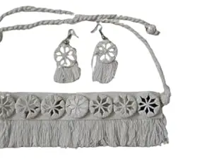 Kutch Mirrorwork Jewellery set with Matching Earrings | Summer Jewellery. (White)