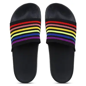 Pampy Angel Fly-Rainbow Women's Flip Flops Slides Back Open Household Comfortable Slippers Black,37 (Euro)
