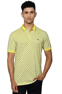 Allen Solly Men's Printed Regular Fit Polo Shirt (ASKPQRGFV90818_Yellow L)