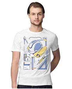 ALLEN BLACK Men's Regular Fit T-Shirt Elements of Architecture 100% Cotton T-Shirt White_ELEARCHIT-White 2XL Men Round_