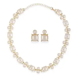 Shining Diva Fashion Latest Stylish Design Fancy Pearl Necklace Jewellery Set for Women(16467s)