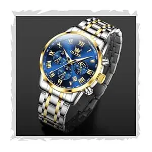 OLEVS Watch for Men Original Analog Quartz Chronograph Luxury Dress Stainless Steel Chain Waterproof Luminous Men's Wrist Watch Date