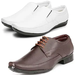 Relaxed Trendy Formal Shoes/Party Shoes/ 2 Shoes Combo with Free 2 Belt for Men and Boys (BAZAAR10374_PV-LNG-1005) Multicolor
