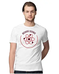 ALLEN BLACK Men's Regular Fit T-Shirt Because Science 100% Cotton T-Shirt White_BCSCIENCE-White 2XL Men Round_
