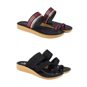 ZENWEAR Extra Soft Classic Casual wear with Flexibility Technology Sandal Combo for Women's/Girl's(6144+6140)(6) Multicolor