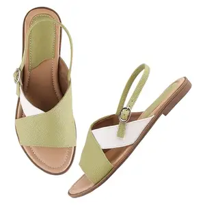 SilverArrow Women's Prideco Flats Sandals, Green, 5UK