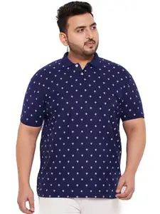 Men's Plus Size Cotton Blend Printed Polo Casual Tshirt BZRBigC-1008-AIRFORCEBLUE_5XL Blue