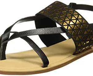 Carlton London Women's Sahteene Black Fashion Sandals - 6 UK/India (39 EU)(CLL-4212)