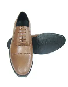 ASM Pure Leather Oxford Shoes With PU Sole, Leather Insole, Fully Leather Lining and Memory Foam for Optimum Comfort For Men (7, Tan)