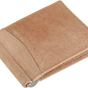 Vihaan Men Brown Genuine Leather Money Clip 6 Card Slot 0 Note Compartment