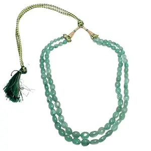 Rajasthan Gems 2 Line Bead Necklace Strand Beaded Natural Green Strawberry Quartz Gem Stone Gemstone Beads Adjustable i565