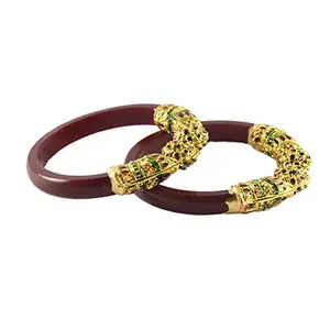 MAYA FASHION Maroon Gold Platted Acrylic-Brass Bangle With Very Extra Large Size Elegant Extra Large Size Bangle | Perfect Fit for Plus Size banglesTrendy and Comfortable Fit for woman and girls | (Sku-ban1029)