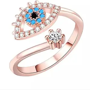 Eye Ring RoseGold Jewelry Open Rings Lucky Evil Eye Adjustable Blue CZ Jewelry Stainless Steel Cubic Zirconia Sterling Silver Plated Ring