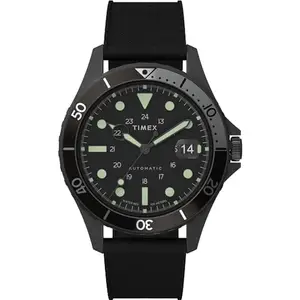 TIMEX Men Leather Analog Black Dial Watch-Tw2U99900, Band Color-Black
