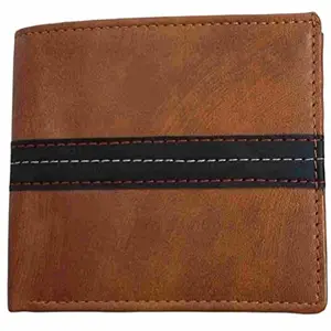 Sacculus® Wallets for Men Casual Tan with one Black Stripe Shade Men’s Wallet Design No A0055