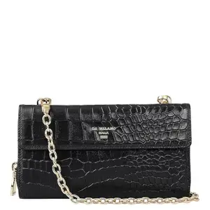Da Milano Leather Sling Wallet for Women - Black (10132)