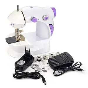 Firetouch Sewing machine for home tailoring mini electric silai machine with foot pedal | portable stitching machine (White and Purple)