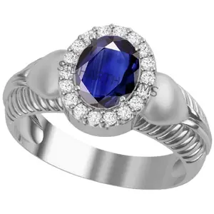 SIDHARTH GEMS 5.00 Ratti (AA++) Certified Blue Sapphire Ring (Nilam/Neelam Stone Silver Ring)(Size 20 to 23) for Men and Woman