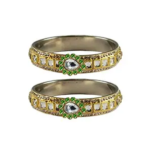 MAYA FASHION Golden stone Stud Brass Bangle Elegant Extra Large Size Bangle | Perfect Fit for Plus Size banglesTrendy and Comfortable Fit for woman and girls | (Sku-ban4742)