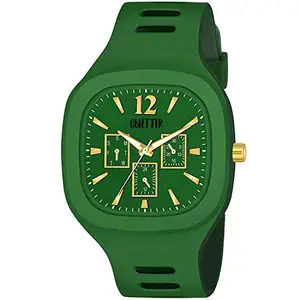 MOOVER Square Dial Miller Analogue Watch for Men's and Boys (Green)