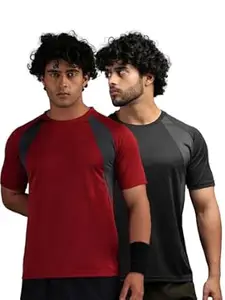 CHKOKKO Gym Tshirt for Men Workout Regular Fit Sports Activewear Man Tshirts with Round Crew Neck and Half Sleeves for Yoga Running&Outdoor Activities