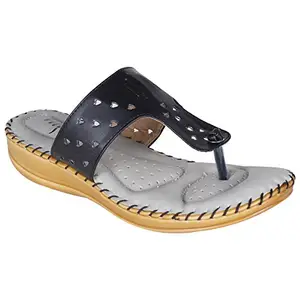 misto Women Black Fashion Slippers-5 UK (38 EU) (VJ114)