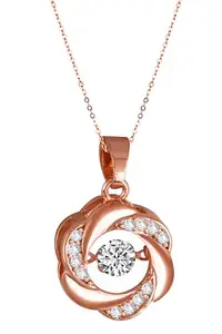 MEENAZ Necklace for women pendant for women necklace for girls rose gold pendant for women girlfriend best friend gifts for girlfriend long Chain neck chains American diamond stylish ad cz -570