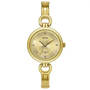 TIMEX Classics Analog Watch for Women with Champagne Round Dial & Gold Brass Bracelet Band Water Resistant Women's Wrist Watches - TWEL11423
