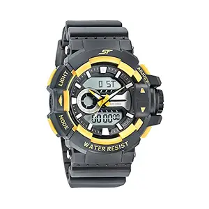 SF Quartz Analog Digital Black Dial Black PU Strap Watch for Men - NT77118PP03W
