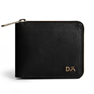 DailyObjects Black Women's Zip Wallet | Made with Vegan Leather Material | Carefully Handcrafted | Holds up to 8 Cards | Slim and Easy to Fit in Pocket | Coin Pocket with Button Closure