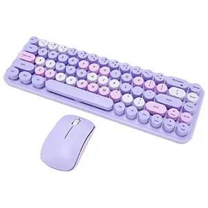 Xinwe Keyboard Mouse, 2.4GHz USB Receiver Keyboard Mouse Combo Ergonomic for Office (Purple Theme)