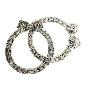 Oxidized Peacock Design Bangles | Traditional Adjustable Kada for Women & Girls | Antique Finish Ethnic Jewelry