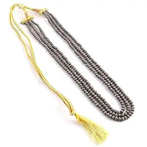 MANBHAR GEMS - Semi Precious Crystal Gemstone Beads 3 Layer 16 Inch Long Multistrand Necklace for Women (Same as Image) (Gray)