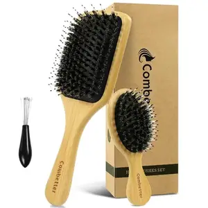 2pcs Boar Bristle Hair Brushes for Women men Kid by Combetter