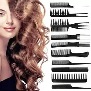 Gold Max 10Pcs Pro Salon Hair Cut Styling Hairdressing Barbers Combs Brush Set Hairdressing Tool Hair Massage