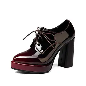 Brooklyn Walk Women Ombre Lace Up High Heel Pumps Formal Shoes EU 40/ UK 8 Black Red