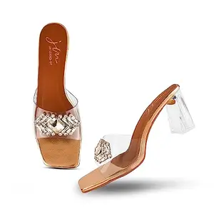JM LOOKS Fashion Sultan Stylish Transparent Casual Block Heel Fancy Solid Comfortable Sole For Womens & Girls