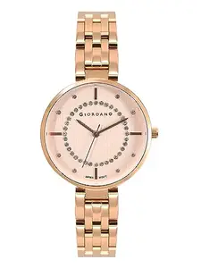 Giordano Analog Stylish Watch for Women Water Resistant Fashion Watch Round Shape with 3 Hand Mechanism Wrist Watch to Compliment Your Look/Ideal Gift for Female - GZ-60077-44