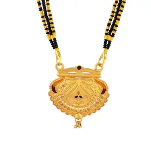 DULCI Traditional Gold Plated Mangalsutra with Intricate Pendant Black & Gold Beaded Chain